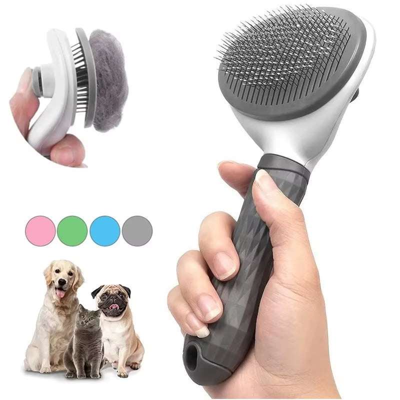 Self-Cleaning Pet Grooming Brush and Dematting Comb for Dogs and Cats
